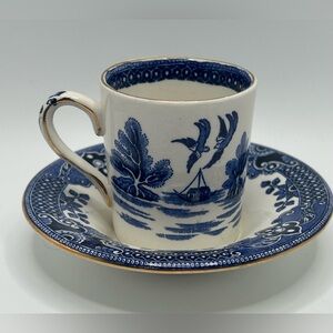 Burleigh Ware Blue Willow Coffee Cup and Saucer
